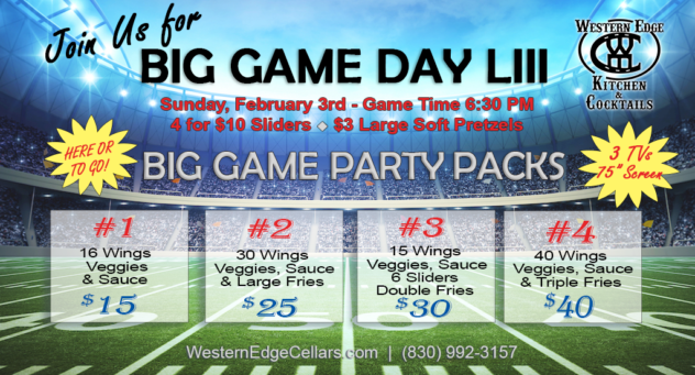 Big Game Party Packs for Sunday February 3 2019